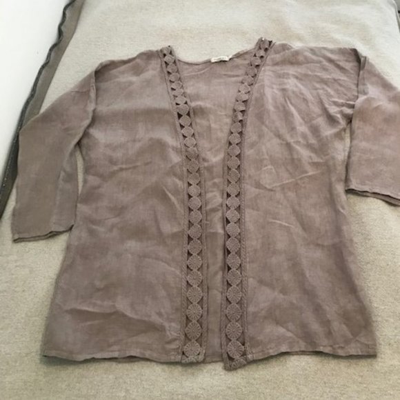 Taupe Linen Jacket Made in Italy ~ size L to XL - Picture 1 of 11